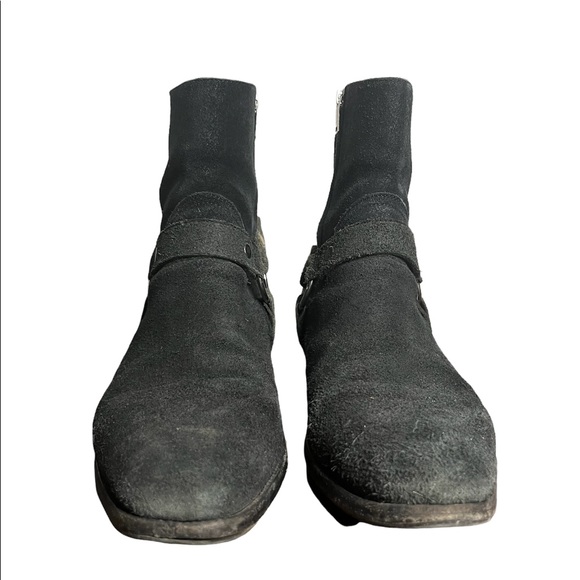 SAINT LAURENT MEN’S WYATT SUEDE HARNESS BOOTS - Picture 3 of 5